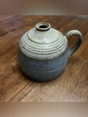 Handmade Pottery Vase Blue and Cream